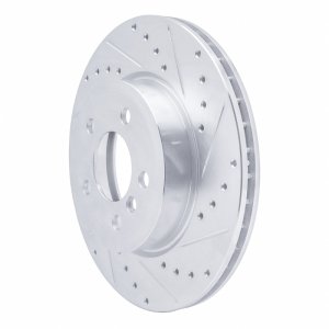 BMW X3 Brake Rotor (1) - Front Right - R1 Concepts - Drilled & Slotted - Silver - `04-`10